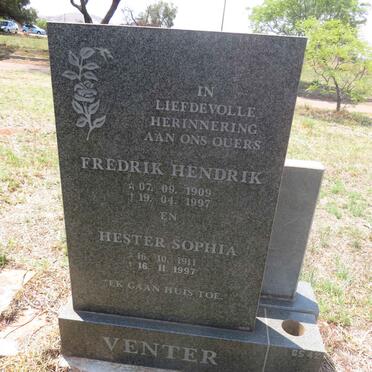 VENTER Fredrik Hendrik 1909-1997 & Hester Sophia 1911-1997