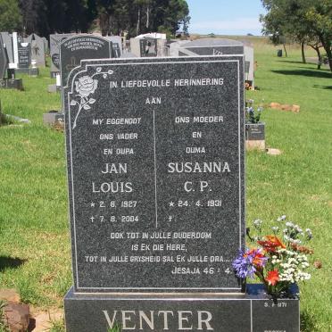 VENTER Jan Louis 1927-2004 &amp; Susanna Catharina Petronella  1931-
