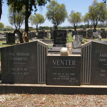 VENTER Jan Hendrikus Lodewicus 1911-1972 &amp; Anna Maria VAN HEERDEN 1916-