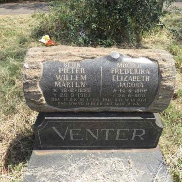 VENTER Frederika Elizabeth Jacoba 1892-1973 :: VENTER Pieter Willem Marten 1925-1967