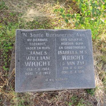 WRIGHT James William 1904-1962 & Isabella M.S. VAN ZYL 1915-19??