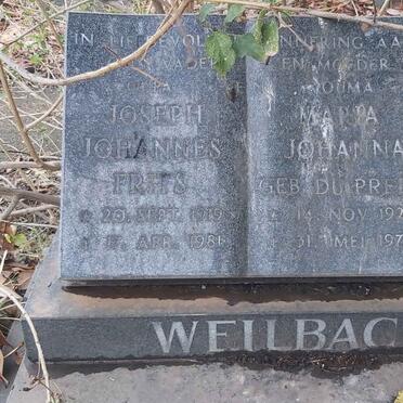 WEILBACH Joseph Johannes Frits 1919-1981 & Maria Johanna DU PREEZ 1926-1974