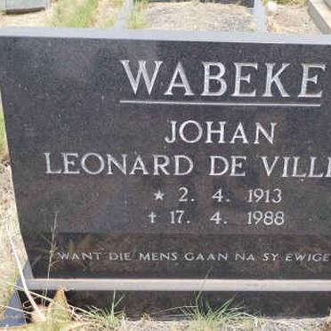 WABEKE Johan Leonard de Villiers 1913-1988
