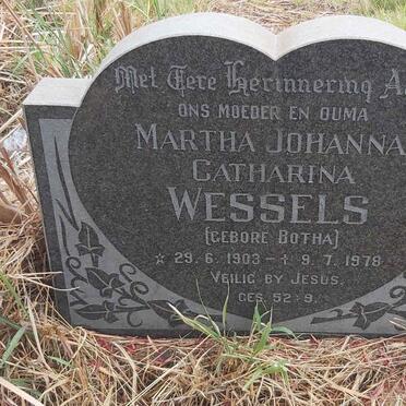WESSELS Martha Johanna Catharina nee BOTHA 1903-1978