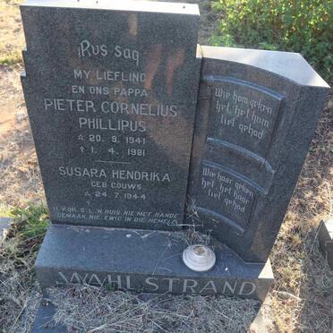 WAHLSTRAND Pieter Cornelius Phillipus 1941-1981 & Susara Hendrika GOUWS 1944- 