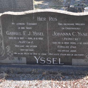 YSSEL Gabriel E.J. 1887-1958 &amp; Johanna C. REINECKE 1892-1960