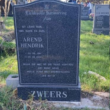 ZWEERS Arend Hendrik 1941-2013