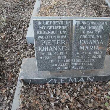 ZEEMAN Pieter Johannes 1916-1986 & Johanna Maria 1920-2000