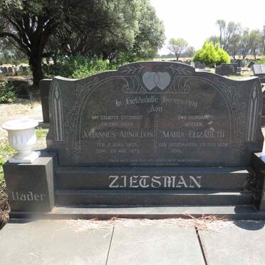 ZIETSMAN Johannes Arnoldus 1936-1970 & Maria Elizabeth OOSTHUIZEN 1936- 