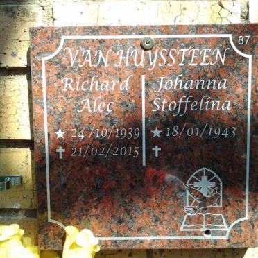 HUYSSTEEN Richard Alec, van 1939-2015 &amp; Johanna Stoffelina 1943-