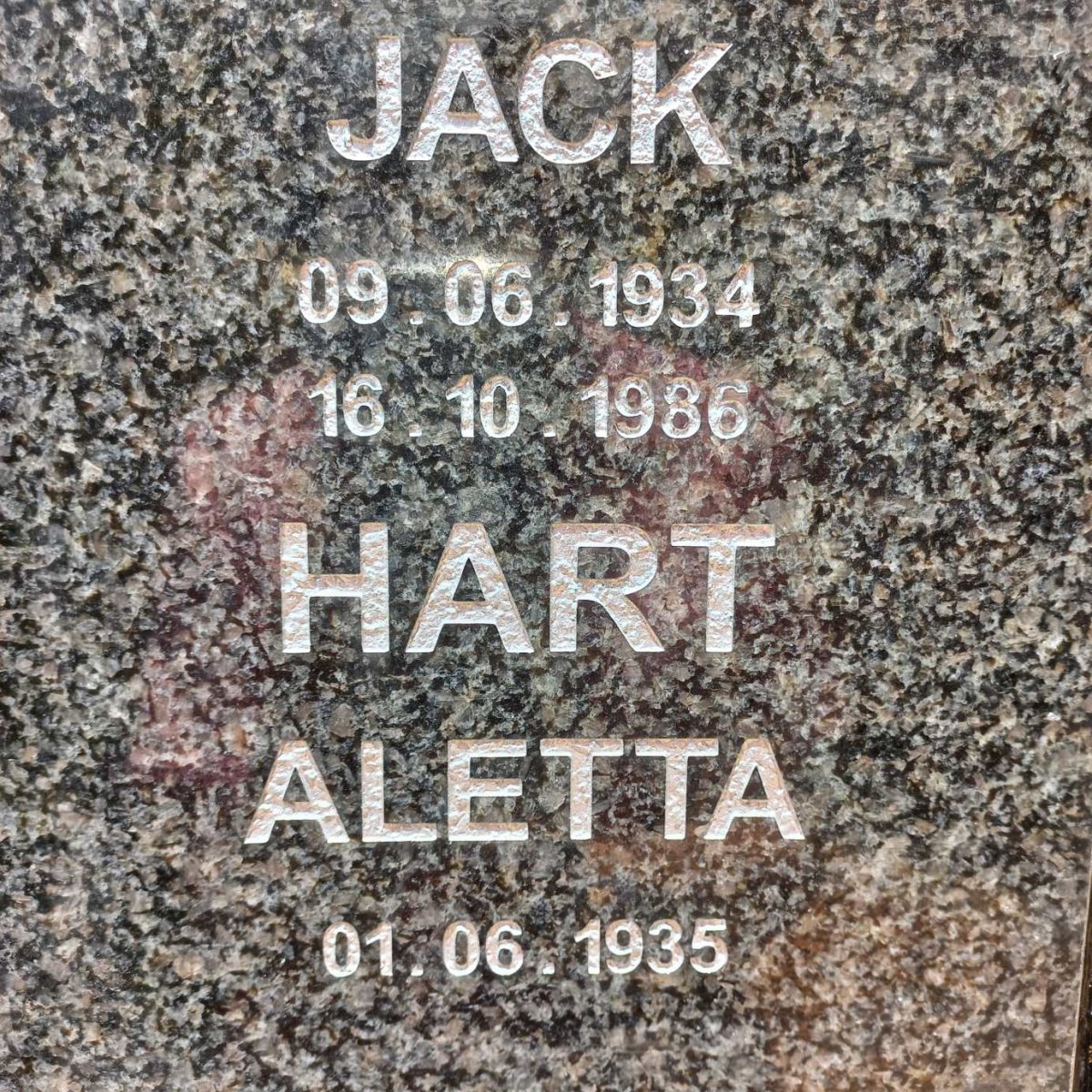 HART Jack 1934-1986 & Aletta 1935-