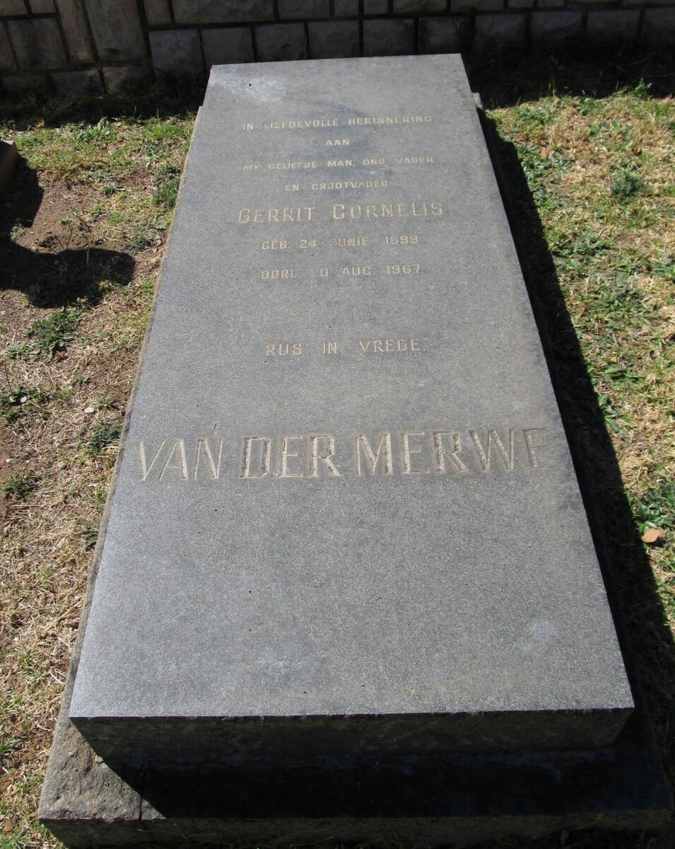 MERWE Gerrit Cornelis, van der 1899-1967