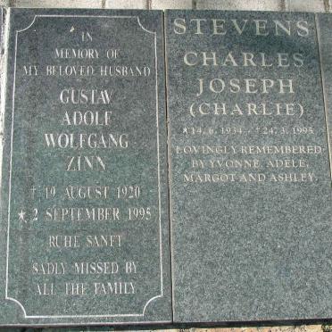 ZINN Gustav Adolf Wolfgang 1920-1995 :: STEVENS Charles Joseph 1934-1995