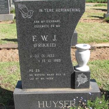 HUYSER F.W.J. 1933-1985