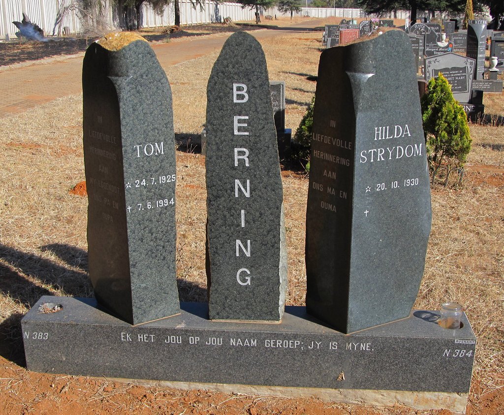 BERNING Tom 1925-1994 &amp; Hilda STRYDOM 1930-