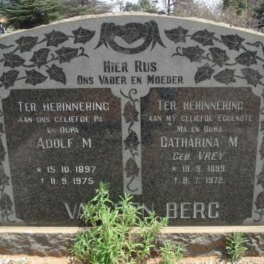 BERG Adolf M., van den 1897-1975 &amp; Catharina M. VREY 1899-1972