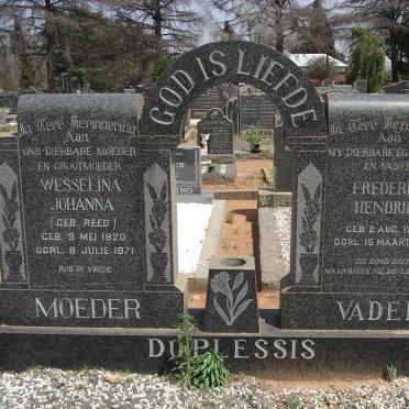 PLESSIS Frederik Hendrik, du 1915-1961 &amp; Wesselina Johanna REED 1920-1971