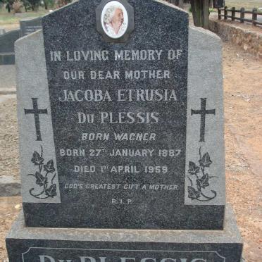PLESSIS Jacoba Etrusia, du nee WAGNER 1887-1959