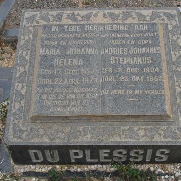 PLESSIS Andries Johannes Stephanus, du 1894-1963 &amp; Maria Johanna Helena 1897-1973