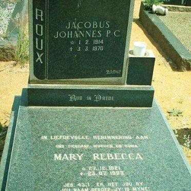 ROUX Jacobus Johannes P.C. 1914-1970 &amp; Mary Rebecca 1921-1993