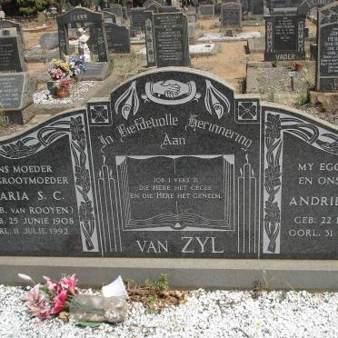 ZYL Andries J.H., van 1903-1951 &amp; Maria S.C. VAN ROOYEN 1908-1992