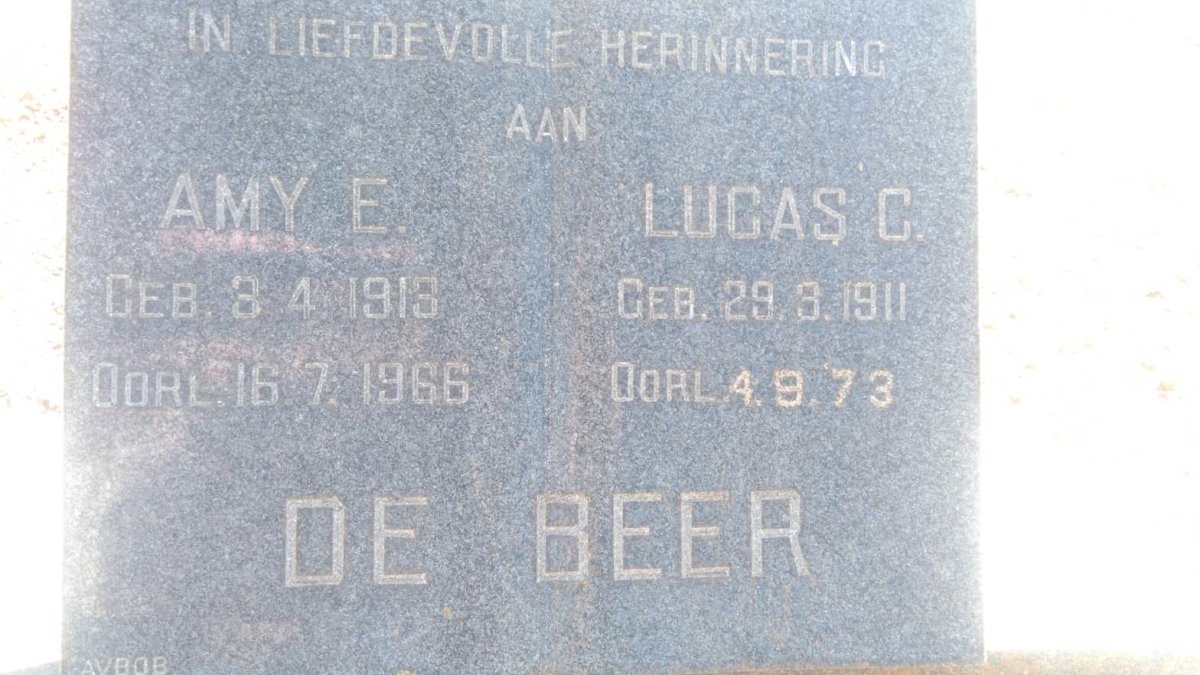 BEER Lucas C., de 1911-1973 &amp; Amy E. 1913-1966