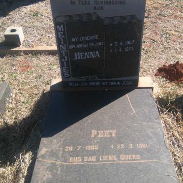 MEINTJIES Peet 1905-1981 &amp; Henna 1907-1973