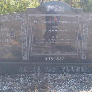 VUUREN Johannes Marthinus Francois, Janse van 1914-1991 &amp; Anna Johanna Susanna 1913-1991
