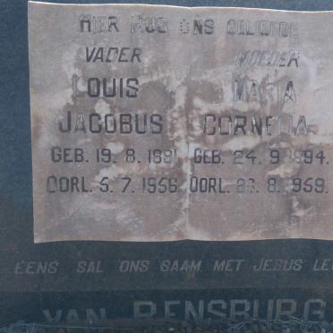 RENSBURG Louis Jacobus, van 1891-1956 &amp; Maria Cornelia 1894-1959