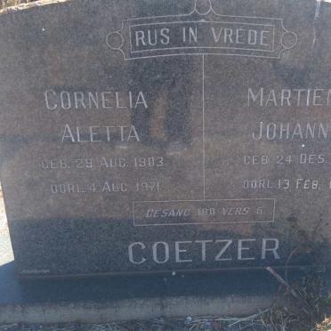 COETZER Martienus Johannes 1897-1980 &amp; Cornelia Aletta 1903-1971