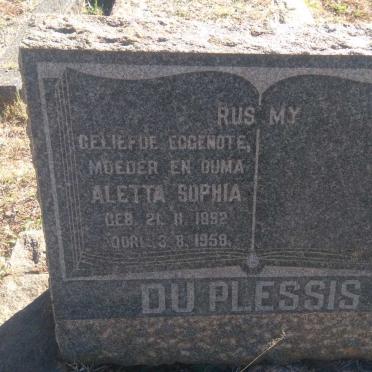PLESSIS Aletta Sophia, du 1892-1959