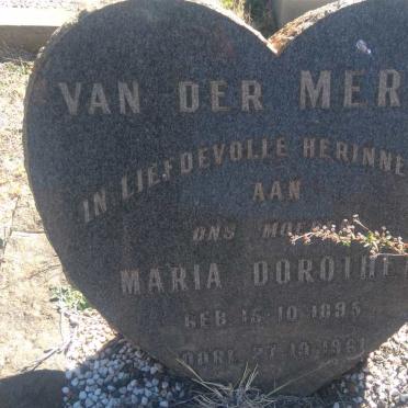 MERWE Maria Dorothea, van der 1895-1961