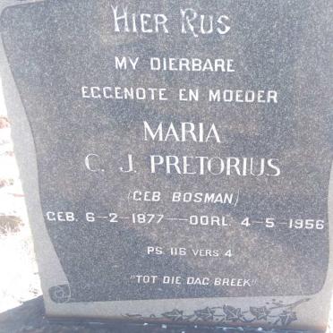 PRETORIUS Maria C.J. nee BOSMAN 1877-1956
