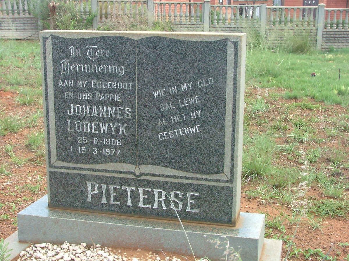 PIETERSE Johannes Lodewyk 1906-1977