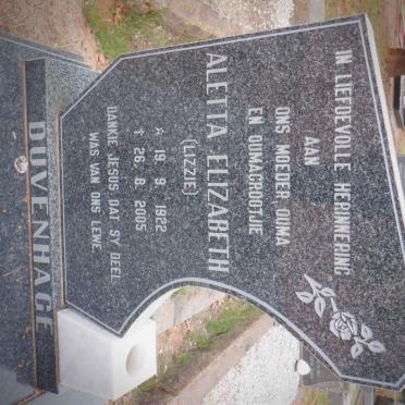 DUVENHAGE Aletta Elizabeth 1922-2005