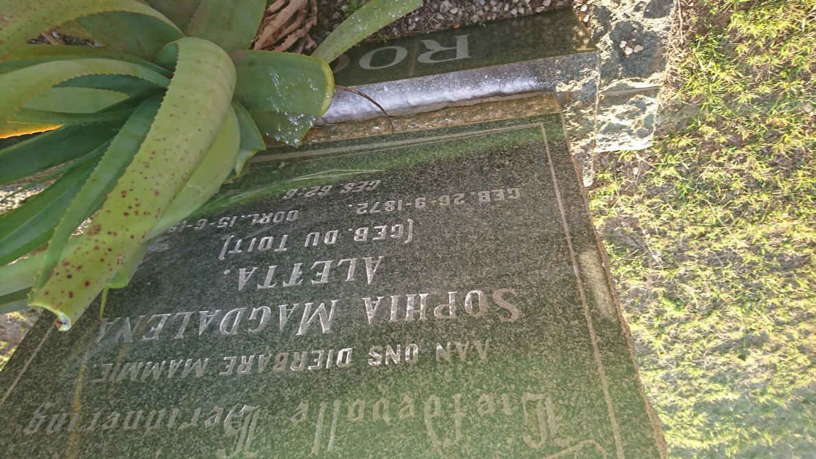 ROOS Sophia Magdalena Aletta nee DU TOIT 1872-1964