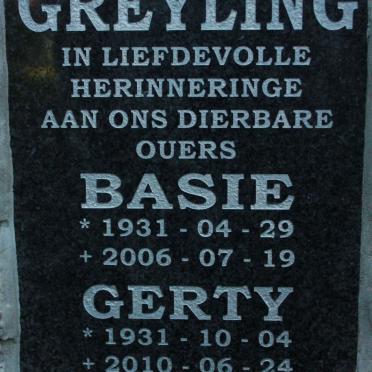 GREYLING Basie 1931-2006 &amp; Gerty 1931-2010