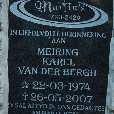 BERGH Meiring Karel, van der 1974-2007