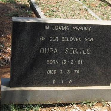 SEBITLO Oupa 1961-1978