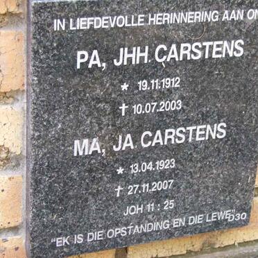CARSTENS J.H.H. 1912-2003 &amp; J.A. 1923-2007