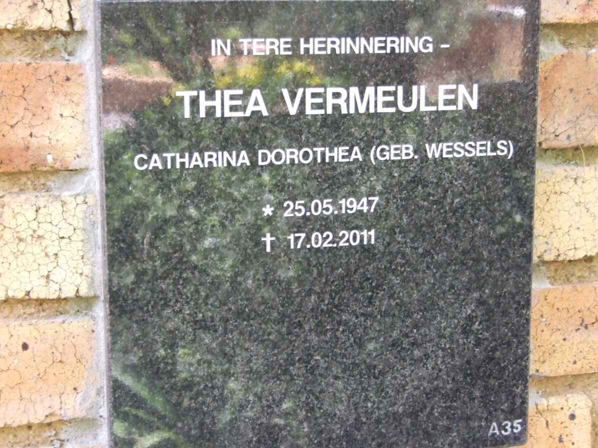 VERMEULEN Catharina Dorothea nee WESSELS 1947-2011