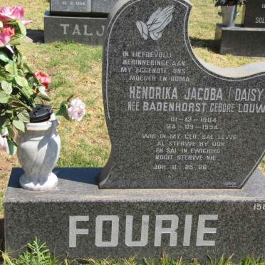 FOURIE Hendrika Jacoba formerly BADENHORST nee LOUW 1904-1994