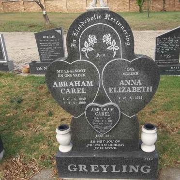 GREYLING Abraham Carel 1949-1999 &amp; Anna Elizabeth 1945- :: GREYLING Abraham Carel 1977-2010