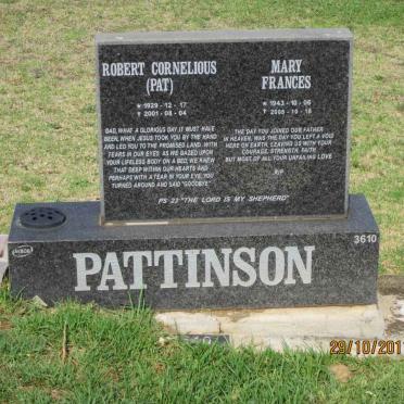 PATTINSON Robert Cornelious 1929-2001 &amp; Mary Frances 1943-2005