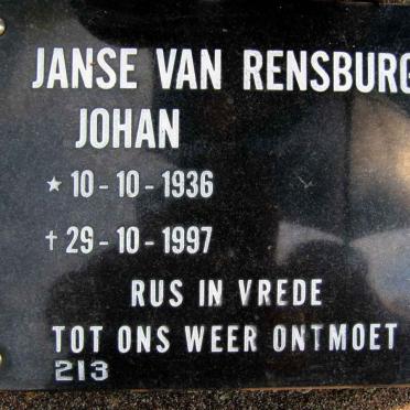 RENSBURG Johan, Janse van 1936-1997