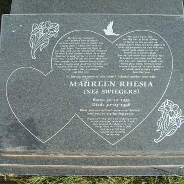 FRANCIS Maureen Rhesia nee SWIEGERS 1939-1998