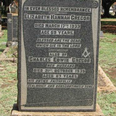 GREGOR Charles Edwin -1939 &amp; Elizabeth Hannah -1933