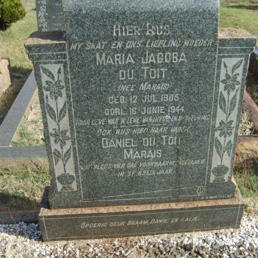 MARIAS Daniel du Toit :: DU TOIT Maria Jacoba nee MARAIS 1905-1944