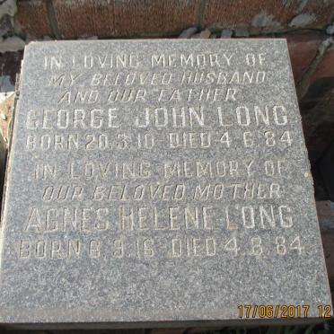 LONG George John 1910-1984 &amp; Agnes Helene 1916-1984
