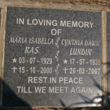 RAS Maria Isabella 1929-2000 :: LUNDIN Cynthia Dawn 1935-2007